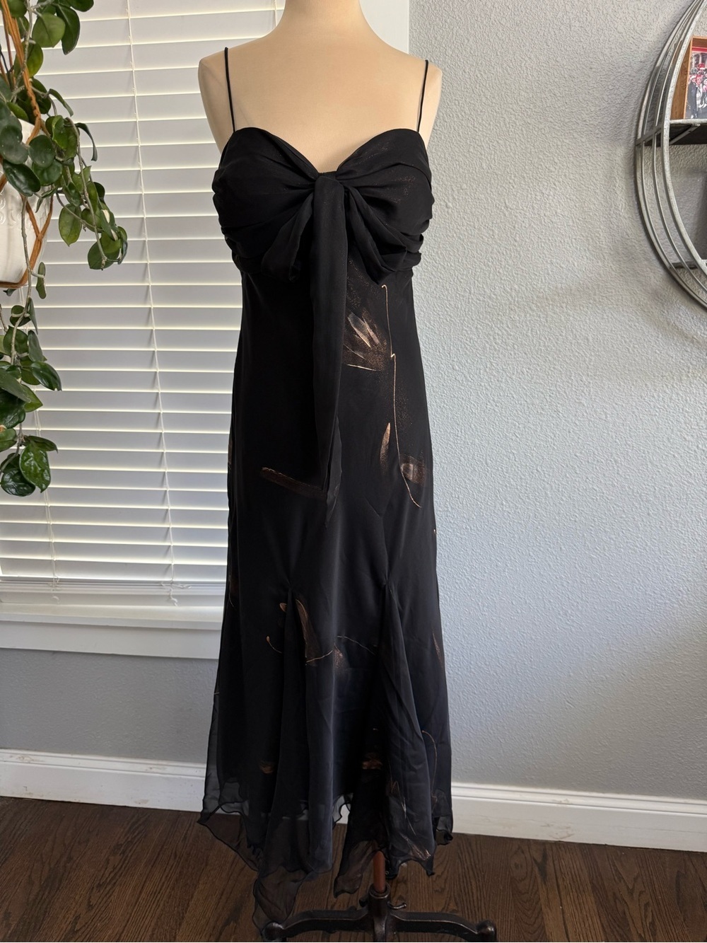 Vintage Y2K Whimsigoth Chiffon Midi Slip Dress Handkerchief Hem Size Medium